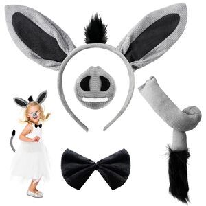 5431 4 Pieces Donkey Costume Set,donkey Ears Headband Tail Nose